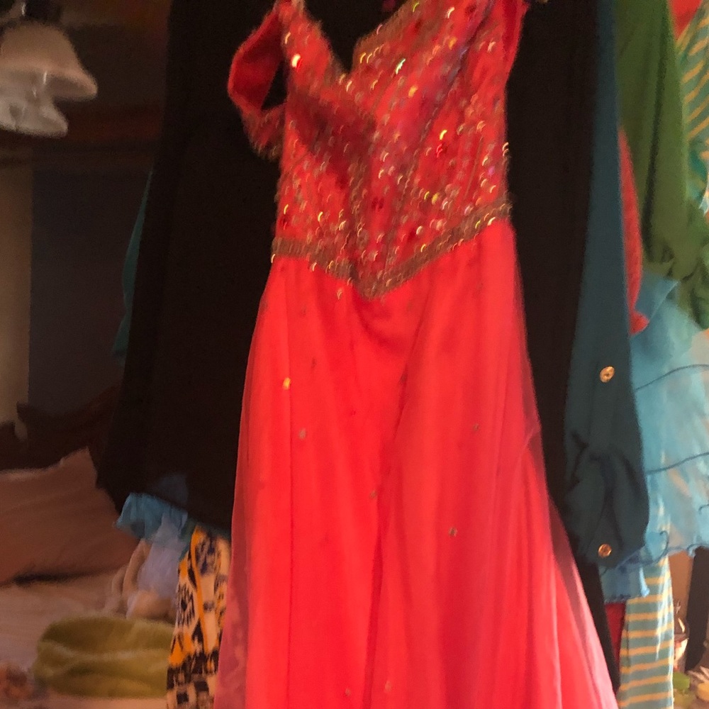 Coral Tiffany gown